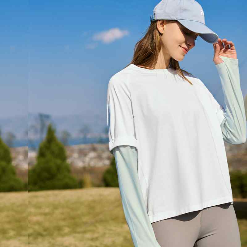 日焼け防止 Tシャツ 春夏 取り外し可能袖 ロンt風 レディース UPF50+ コットン アームカバー 伸縮性 通気性 涼しい 快適 ラウンドネック カジュアル シンプル おしゃれ レジャー 屋外 お出かけ 白 紫 緑