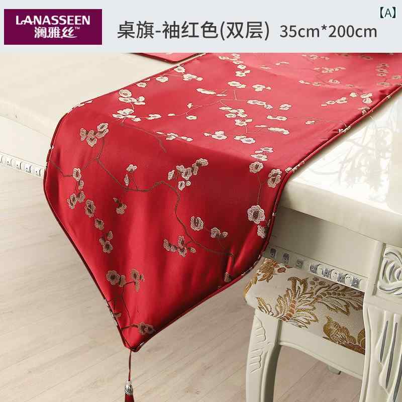 テーブルランナーおしゃれ ジャカード ポリエステル 布 タッセル 幅35cm 厚手 二重層 クロス インテリ..