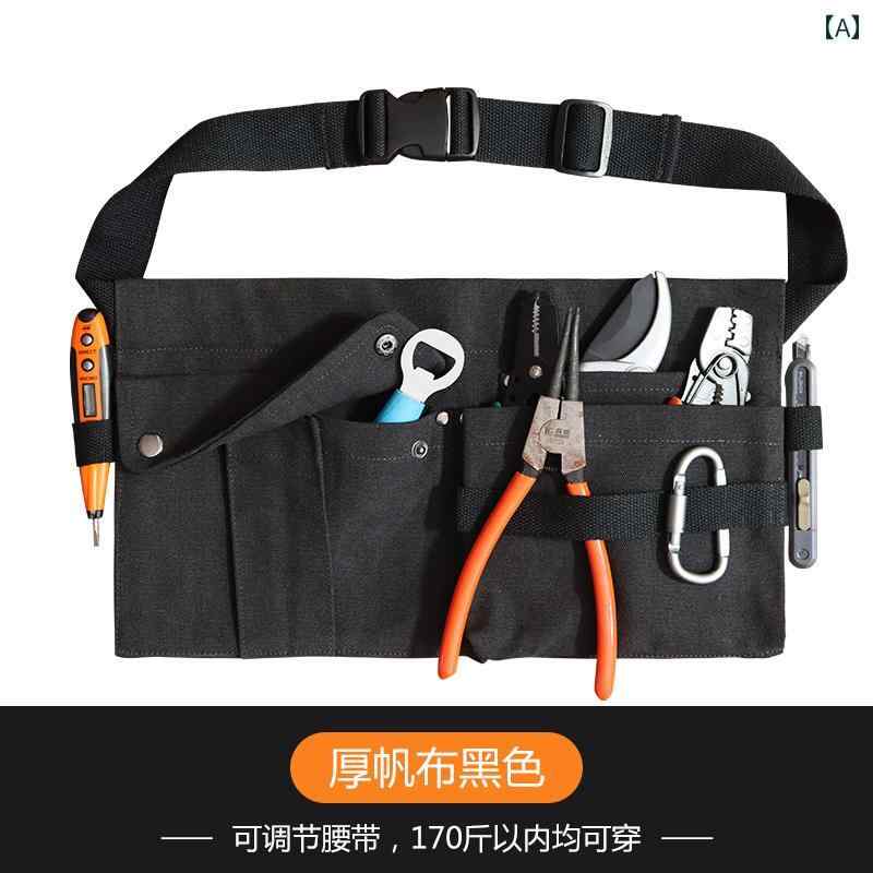 フロントップ楽天市場店のウエストポーチ 作業用 メンズ レディース 屋外 電気工事 ポータブル ポケット バーベキュー アウトドア ガーデニング エプロン 大容量 韓国 キャンバス 多機能 黒 キャメル カーキ おしゃれ｜アングル2