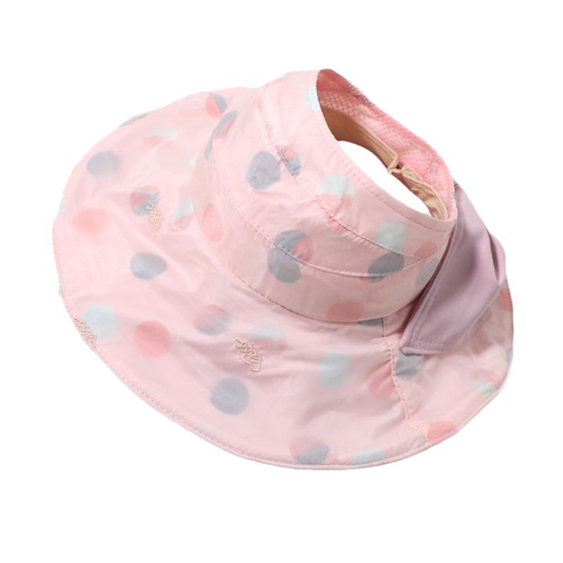 Hat - 帽子 キッズ 子供 女の子 春夏 日よけ つば広 通気性 薄手 日焼け防止 紫外線 対策 大きめ 外遊び 通園 旅行 かわいい 韓国 水玉 ピンク 黄色 紫