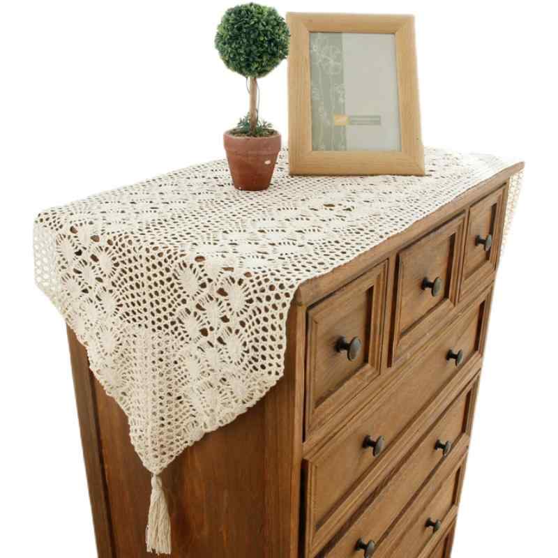 Table Runners - テーブルランナー ロング 綿 リネン 33cm幅 かぎ針編み タッセル インテリア ダイニング キャビネット 装飾 レトロ アメリカン ナチュラル おしゃれ