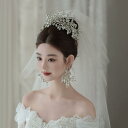 ヘアアクセサリー 結婚式 ブライダル ウェディング ヘッドドレス ティアラ 髪飾り 韓国 水晶 おしゃれ 華やか エレガント イヤリング キラキラ