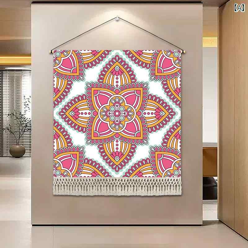 おしゃれ インテリア タペストリー 北欧 レトロ エスニック ボヘミアン 民族風 吊り下げ 壁掛け 背面 装飾 玄関 リビング 寝室 タッセル 曼荼羅 幾何学模様