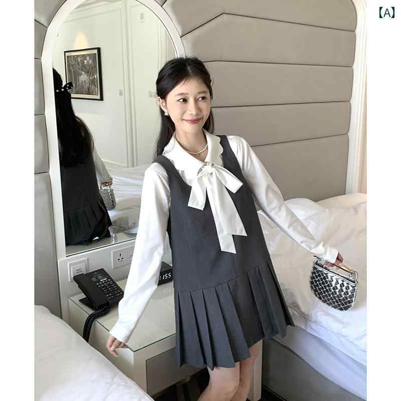 オーバーオール スカート ジャンパースカート レディース ベスト 春 プリーツ ミニ レトロ ゆったり 多用途 おしゃれ ノースリーブ ジッパー 裏地付き グレー