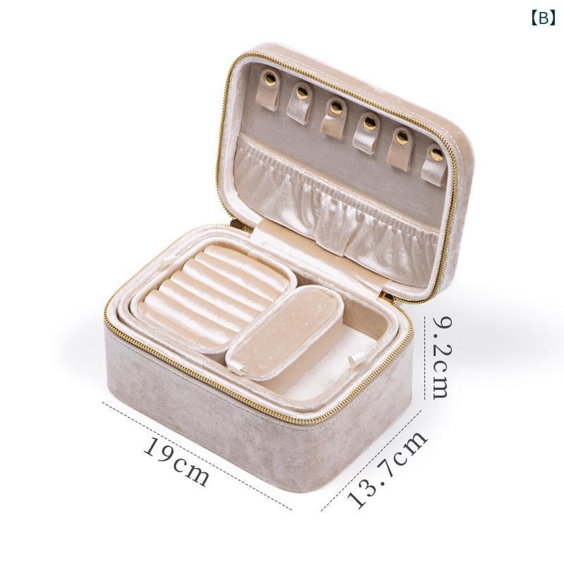 ジュエリーボックス 大容量 コンパクト ポータブル アクセサリー 装飾品 小物 収納 整理 多層式 マルチ 指輪 ネックレス イヤリング ピアス 仕切り 緑 赤 ピンク