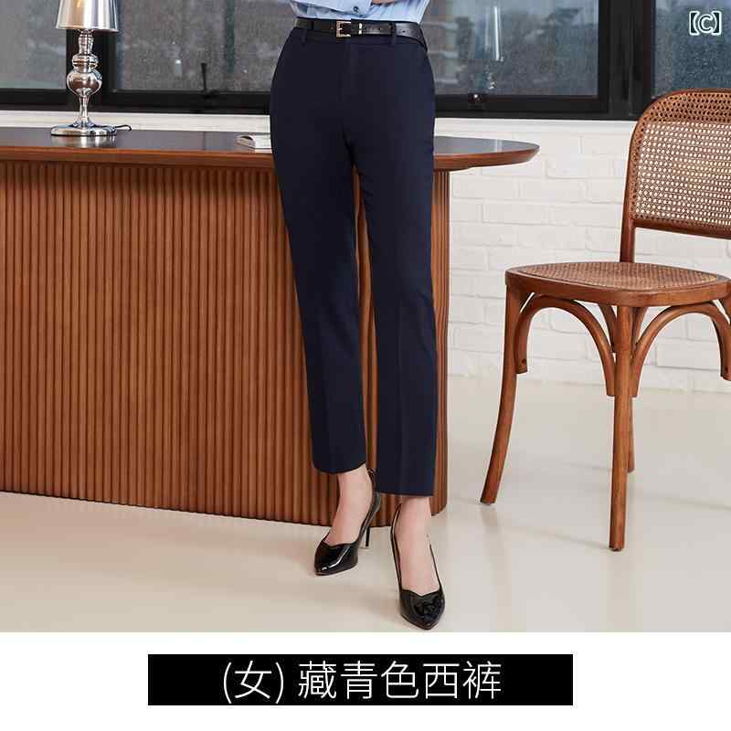 フロントップ楽天市場店のパンツ スーツ レディース セットアップ かっこいい 長袖 おしゃれ 春秋 シャツ 女性 テクスチャ ブルー 通勤｜アングル3