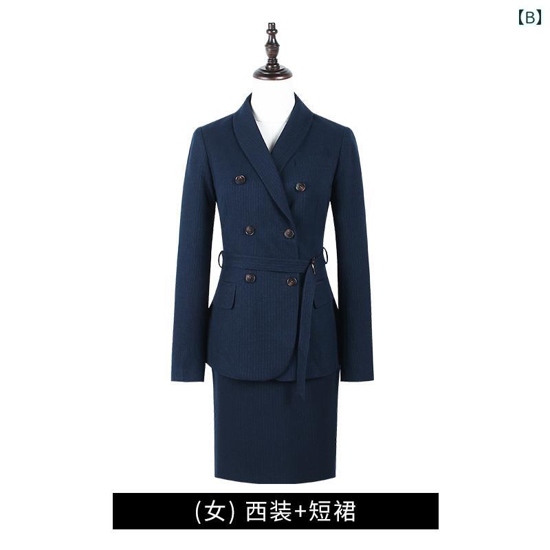 フロントップ楽天市場店のスーツ セットアップ かっこいい パンツ 制服 おしゃれ 長袖 暖かい 秋冬 豪華 フォーマル レディース 営業｜アングル2