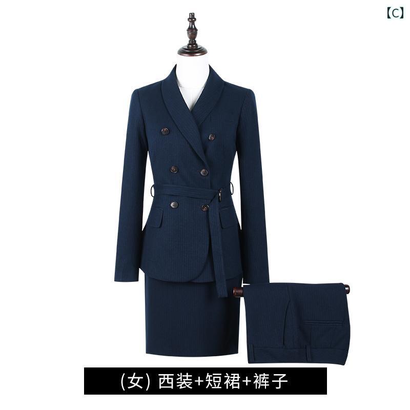 フロントップ楽天市場店のスーツ セットアップ かっこいい パンツ 制服 おしゃれ 長袖 暖かい 秋冬 豪華 フォーマル レディース 営業｜アングル3