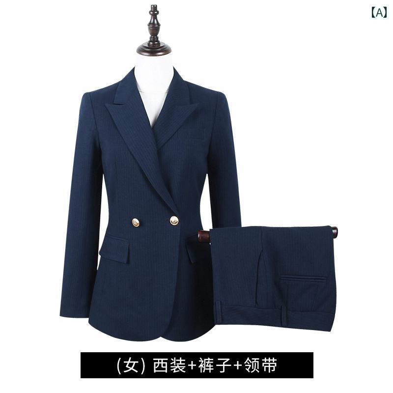 ホテル 制服 おしゃれ ネイビースーツ スーツ ジャケット 女性 営業 オフィス フロント デスク フォー..