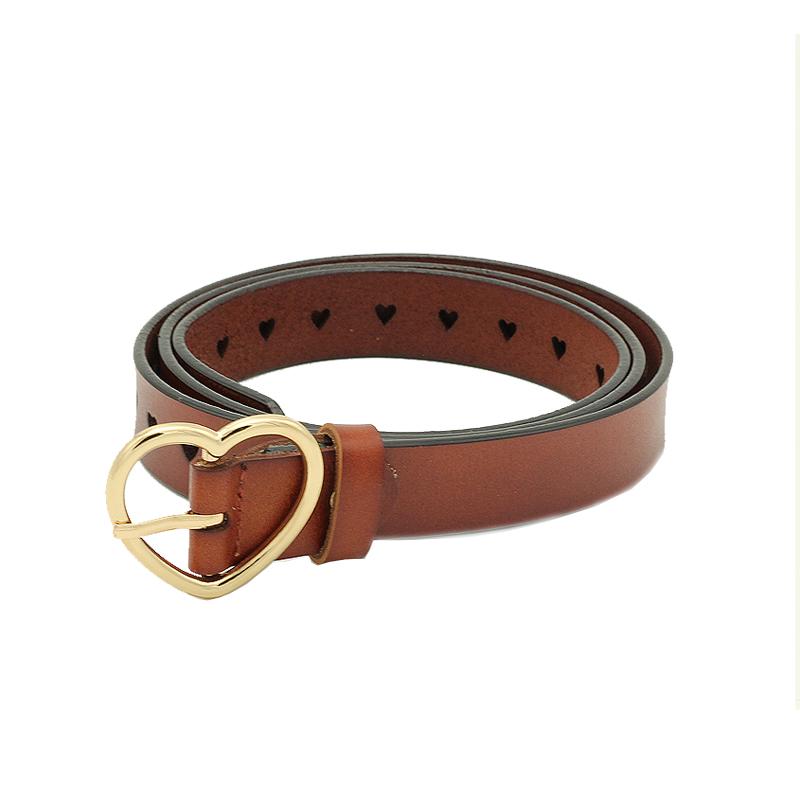 ベルト レディース ヴィンテージ 牛革 ハートバックル シンプル ブラック カジュアル 学生 カジュアル ..