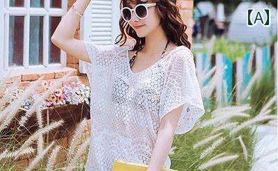 トップス ビーチ カバーアップ レディース 夏 日焼け対策 プルオーバー レース 透かし編み ゆったり 水着 海 プール リゾート レジャー シンプル カジュアル おしゃれ 白