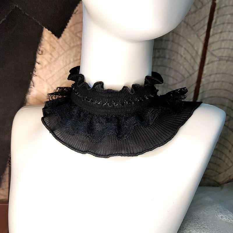 チョーカー ネックレス レディース レース ロリータ 首輪 襟 飾り 透かし 太め 幅広 フリル ストレッチ 伸縮性 ゴシック ゴスロリ パンク おしゃれ エレガント アクセサリーコスプレ ハロウィン 結婚式 パーティ イベント 低刺激性 ブラック