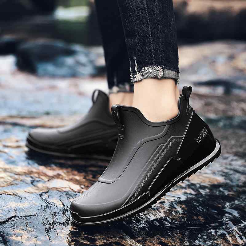 長靴 メンズ 大人 春秋 レインブーツ ラバーシューズ 滑り止め 耐摩耗性 防水 雨具 釣り アウトドア 履きやすい カジュアル おしゃれ ローカット 黒 緑 グレー