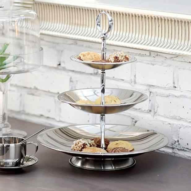 フルーツ皿 ケーキスタンド デザートプレート アフタヌーンティー ヨーロピアン ステンレス製 多層 デ..