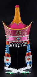 民族 衣装 かわいい モンゴル 帽子 伝統 角 とんがり ダンス 踊り パフォーマンス ステージ 舞台 アクセサリー 頭 飾り 女性 レディース ビーズ 赤 ピンク