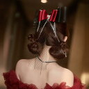 ヘアアクセサリー 結婚式 レディース ブライダル 花嫁 ウェディング ヘッドドレス 髪飾り パーティー お色直し 撮影道具 おしゃれ 韓国 リボン メッシュ レ...