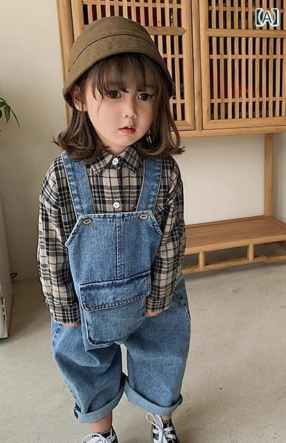 オーバーオール キッズ サロペット 子供 デニム 春夏 秋 女の子 羽 ポケット ボタ...