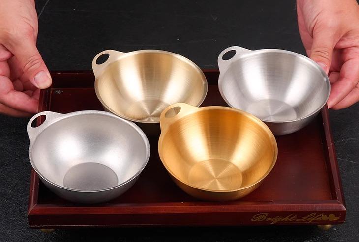 薬味皿 おしゃれ 韓国 料理 ステンレス 鍋 おかず キムチ ボウル キッチン 雑貨 シンプル 家庭用 取り分け 業務用 ソース ドレッシング 持ち手 積み重ね