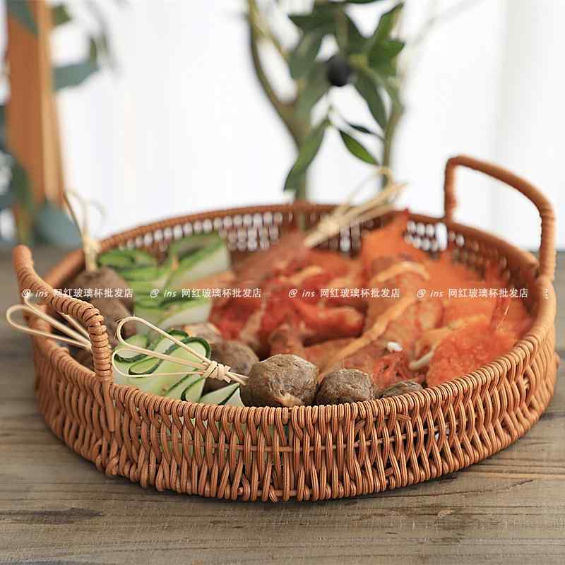 フルーツバスケット おしゃれ 模造 籐 平板 パン スナック 菓子 かご 収納 ケーキ ピザ トレー シンプル 北欧 雑貨 キッチン リビング