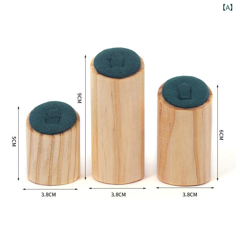 リングスタンド 木製 おしゃれ 3点セット 無垢材 イヤリング ペンダント ディスプレイ 撮影 小道具 収納 店舗 カウンター テーブル 緑 グレー 黒