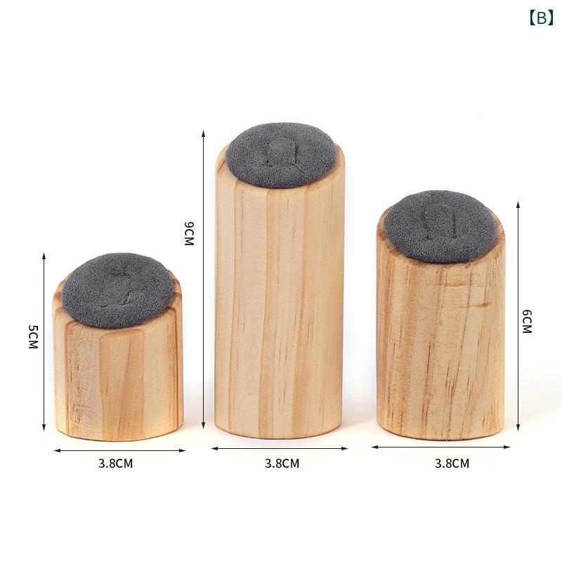 リングスタンド 木製 おしゃれ 3点セット 無垢材 イヤリング ペンダント ディスプレイ 撮影 小道具 収納 店舗 カウンター テーブル 緑 グレー 黒