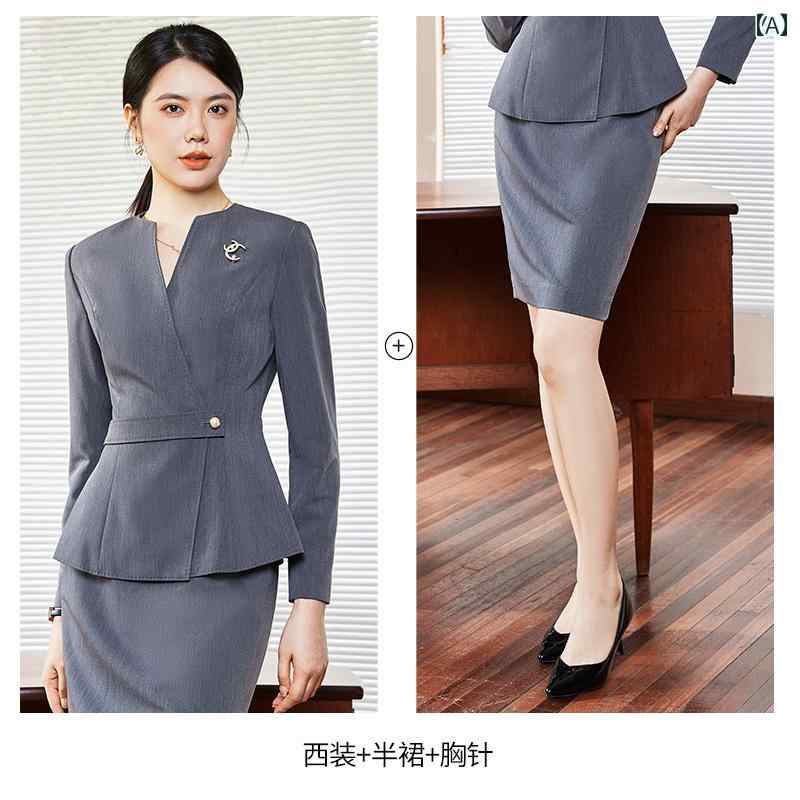 スーツ セットアップ レディース スカート おしゃれ ビジネス 長袖 グレー 女性 ホスト フォーマル ショッピング モール ショッピング ガイド 宝石 店舗