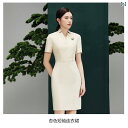 受付 制服 スカート 半袖 おしゃれ 中国 ビジネスウェア ワンピース 女性 夏 スピーチ コンテスト フォーマル 営業 フロント