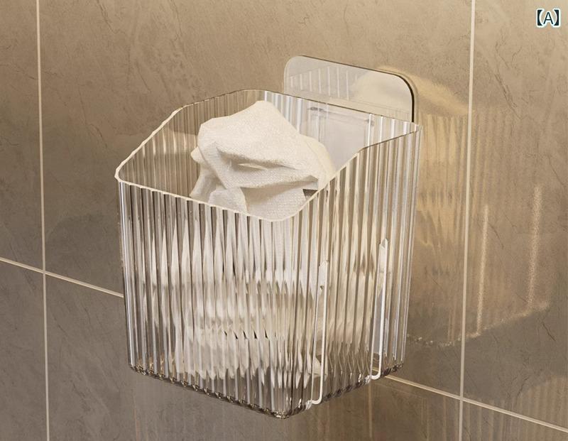 壁掛け 収納 ボックス 浴室 洗面化粧台 フェイシャルタオル ヘアアクセサリー 小物入れ 家庭用 シンプル おしゃれ 透明 グレー 無地