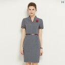 受付 制服 ワンピース レディース おしゃれ グレー お尻 ヒップカバー スカート 半袖 夏 豪華 営業