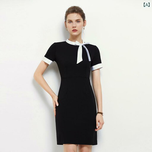 受付 制服 ワンピース レディース おしゃれ 黒 スカート 半袖 リボン ステッチ 宝石 店舗 営業 ショップ 夏 受付 制服 ワンピース レディース おしゃれ 黒 スカート 半袖 リボン ステッチ 宝石 店舗 営業 ショップ 夏