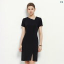 受付 制服 ワンピース レディース おしゃれ 黒 お尻 ヒップカバー 店舗 販売員 女性 ホテル フロント 夏 フロントスリット