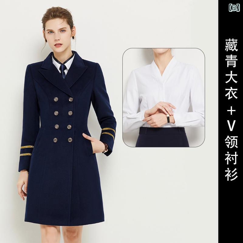 フロントップ楽天市場店のコート レディース 冬 通勤 大人 暖かい 防寒 おしゃれ ビジネスウェア ウール 秋 ミドル 丈 綿 厚手 ホテル フロント ウール｜アングル2