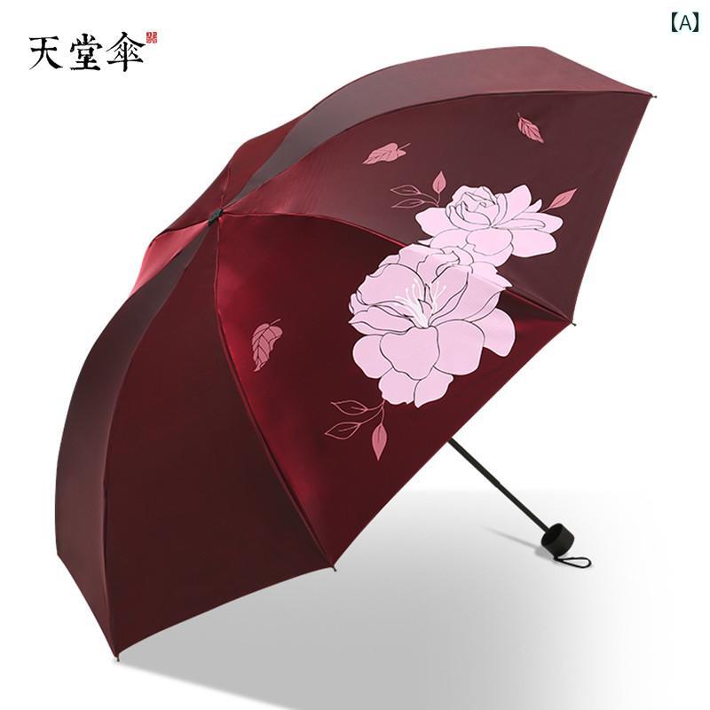 フロントップ楽天市場店の日傘 レディース傘 晴雨兼用 折りたたみ 紫外線対策 日焼け防止 撥水 UVカット 遮熱 母の日 プレゼント 贈り物 シンプル エレガント 携帯 コンパクト 赤 青 紫 花柄｜アングル2