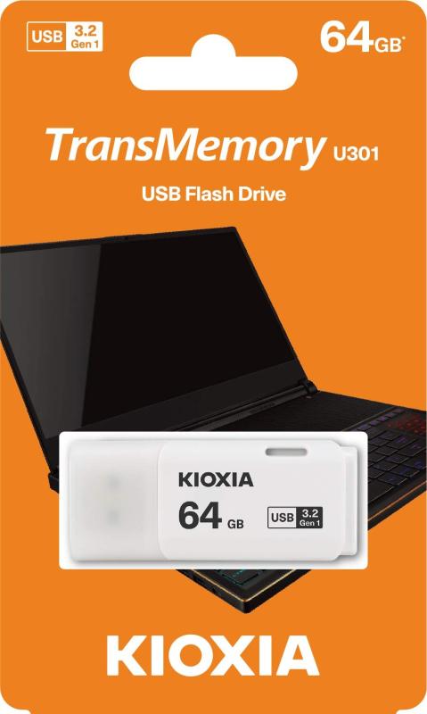 64GB USBメモリ USB3.2 Gen1 KIOXIA キオクシア TransMemory U301 キャップ式 ホワイト 海外リテール LU301W064GG4