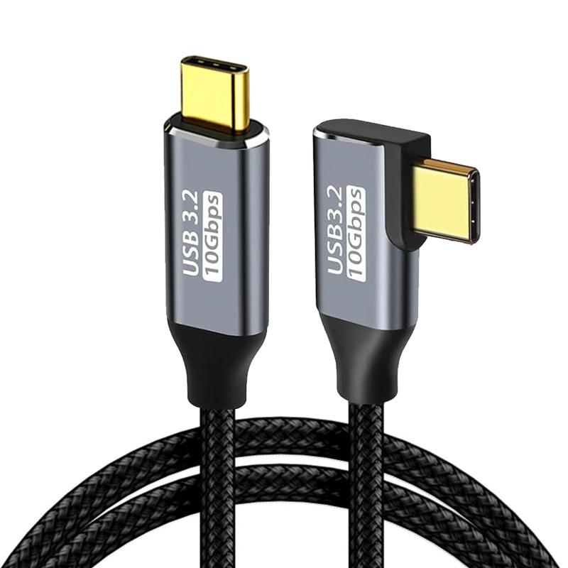 USB type C ケーブル L字 タイプc 充電 USB3.1 Gen2(10Gbps) 100W PD急速充電 4K / 60Hz映像出力 ナイロン編みMacBook、Pad、Surface、Switch、Xperia、Galaxy、Pixel等T