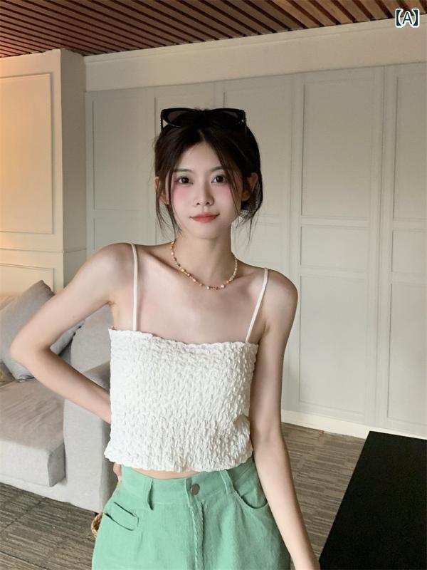 キャミソール ショート丈 インナー カップあり レディース ブラトップ シャーリング 薄手 見せる 伸縮 通気性 レイヤード へそ出し トップス 肌着 おしゃれ シンプル カジュアル セクシー フェミニン ブラック ホワイト ローズレッド