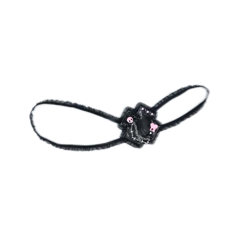 コスプレ 眼帯 ゴスロリ ロリータ ゴシック 十字架 片目 アイマスク スカル チェーン レース ハロウィン 仮装 病みかわいい 地雷系 黒