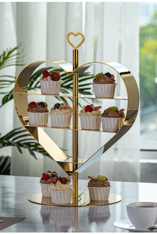 ケーキスタンド 多層 ステンレス アフタヌーンティー デザート ケーキラック ティータイム パーティー ..
