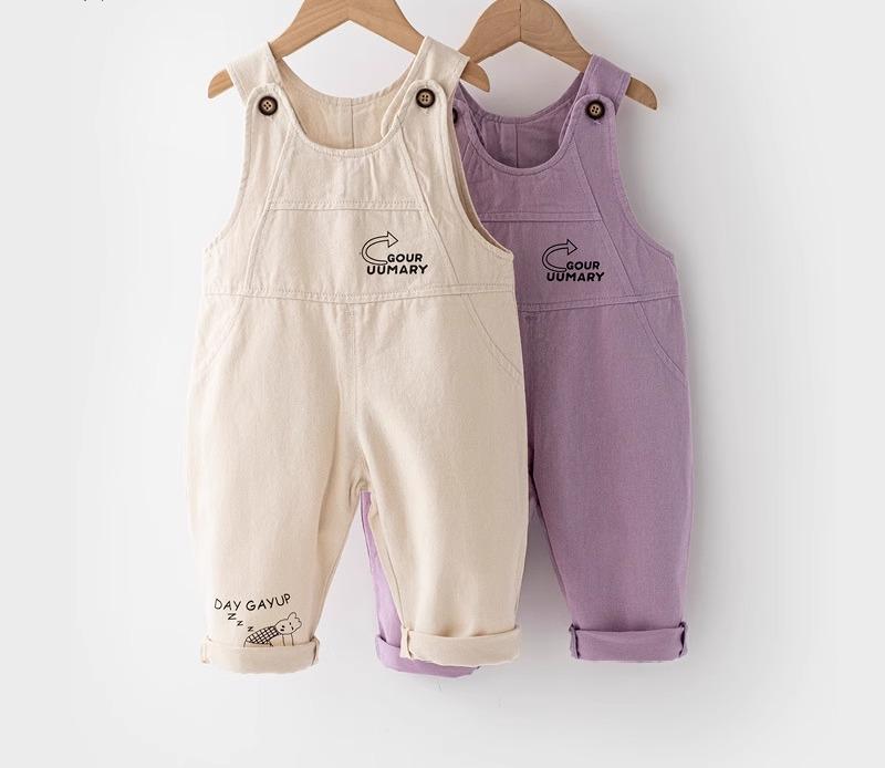 子供 サロペット オーバーオール 春 女の子 ベビー キッズ 幼児 長ズボン パンツ ゆったり 通気性 柔らかい シンプル カジュアル かわいい 紫 ベージュ