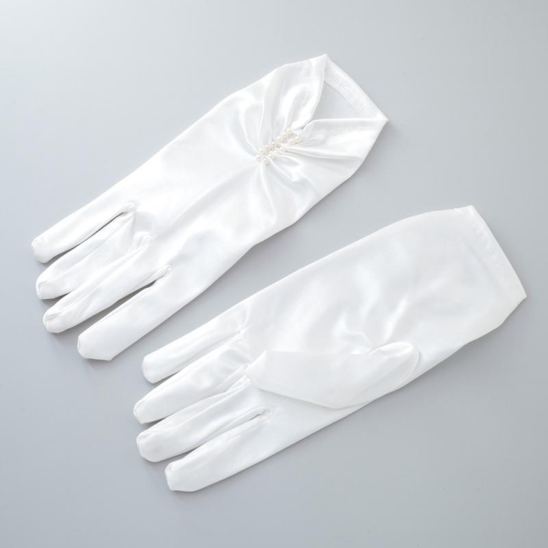 ウェディンググローブ 白 花嫁 ショート ドレス アクセサリー ストレッチサテン 手袋 赤 結婚式 披露宴 前撮り シンプル 無地 プリーツ 指あり