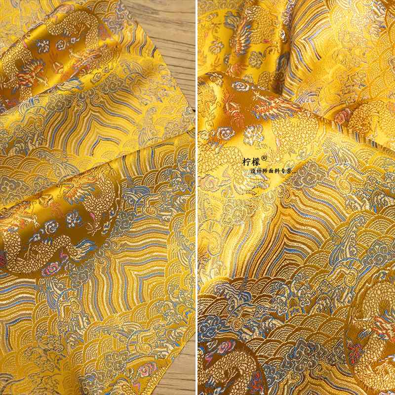 Fabric, Cloths - 生地 龍 布 かっこいい ドラゴン 衣装 中国 チャイナ 民族 ステージ パフォーマンス ジャカード 韓服 光沢 刺繍 DIY 手作り 子供 小物 クッション バッグ 手芸 裁縫 赤 金