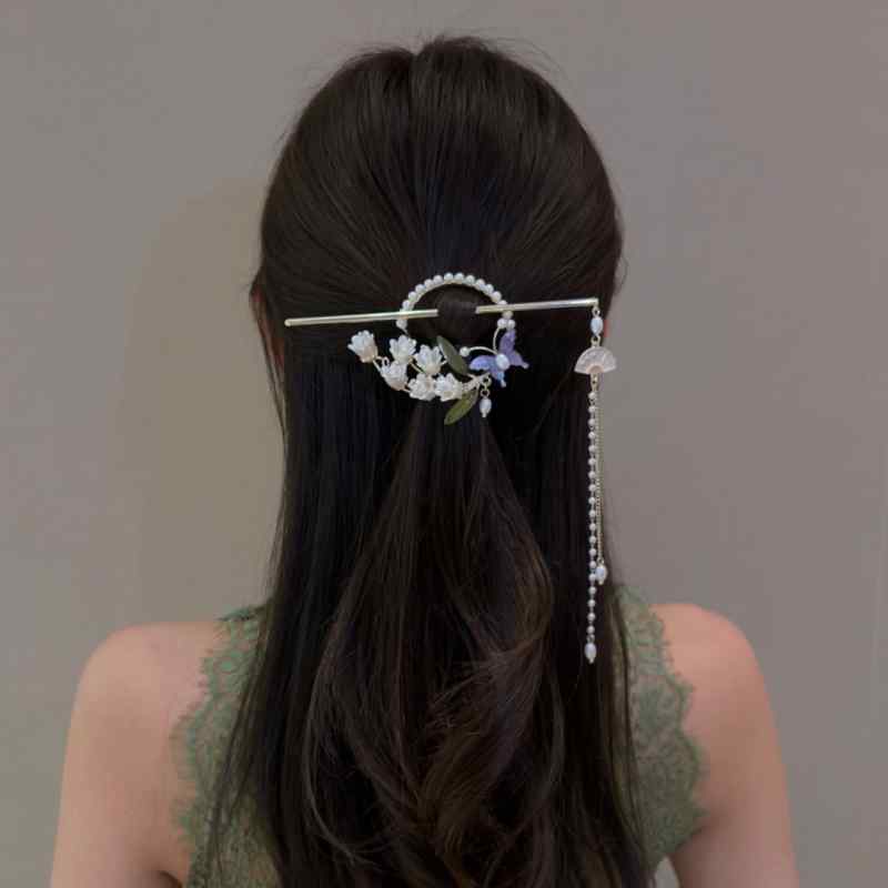かんざし 普段使い おしゃれ レディース 髪飾り 一本 ヘアピン アクセサリー スティック 簪 留め アレンジ 扇 パール 蝶 花 スズラン チャーム 揺れる ...
