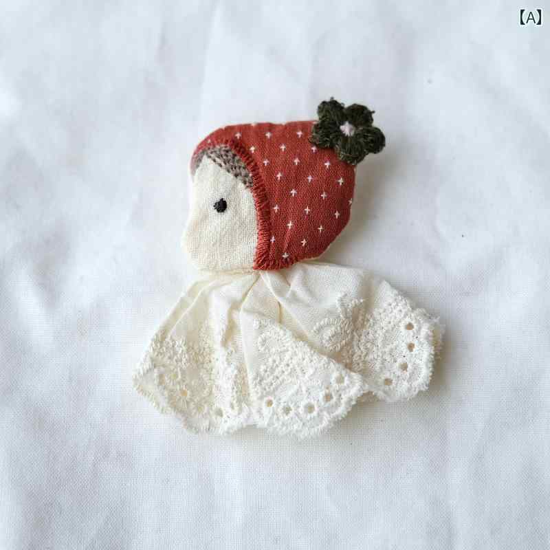 ブローチ 北欧 アクセサリー 新年 赤 綿 麻 花柄 かわいい 小さめ 動物 布 リンゴ スイカ 森ガール 飾り シンプル ナチュラル 女の子