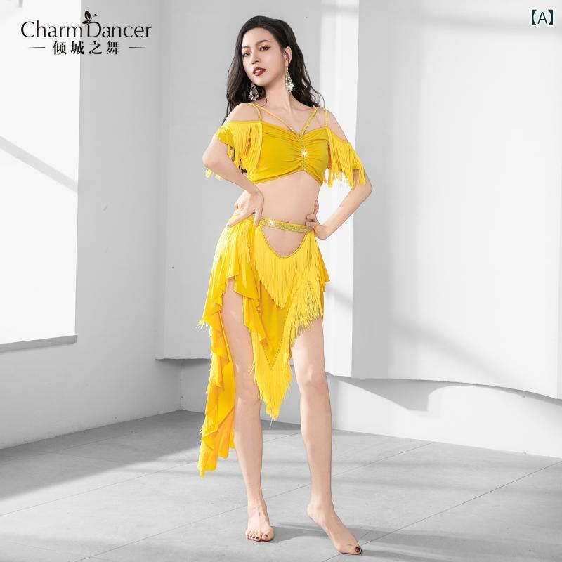 ベリーダンス衣装 レディース ラインストーン フリンジ オリエンタルスタイル レッスンウェア 練習着 ..