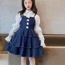 ジャンパースカート 子ども 女の子 春秋 ボトムス サロペット オーバーオール ワンピース フリル ティアード トップス シャツ セットアップ 通気性 韓国 か...