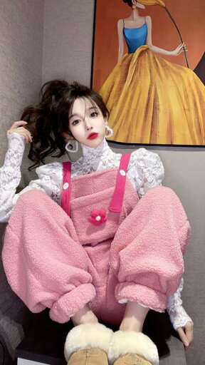 サロペット パンツ 冬 レディース オーバーオール ロング 厚手 韓国 ルーズ カジュアル 大きいサイズ 暖かい もこもこ ハイウエスト 白 ピンク 花 ワンポイント サロペット パンツ 冬 レディース オーバーオール ロング 厚手 韓国 ルーズ カジュアル 大きいサイズ 暖かい もこもこ ハイウエスト 白 ピンク 花 ワンポイント