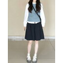 スカート レディース おしゃれ ネイビーブルー 紺色 ミディ丈 Aライン ウエストゴム 春秋 夏 学院風 シンプル 可愛い 小柄 防寒