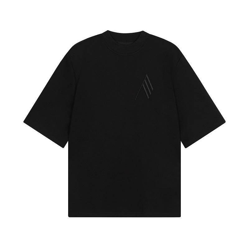 Collaboration - tシャツ メンズ 韓国 トップス カットソー 半袖 夏 シンプル ラウンドネック ゆったり ワンポイント 刺繡 肩パッド カジュアル 白 黒
