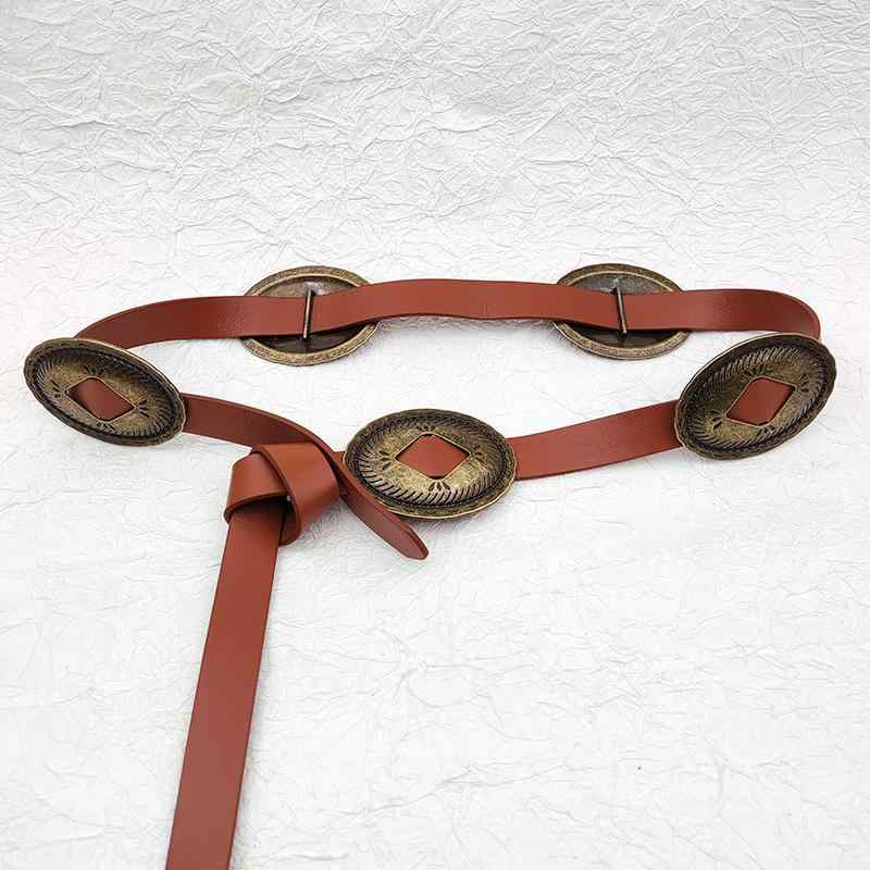 ベルト レディース おしゃれ ヴィンテージ風 民族風 レトロ アンティーク調 ウエストアクセント ブラウン カジュアル ジーンズ