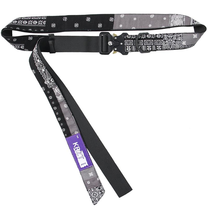 ベルト メンズ 布 アクセサリー 装飾 ウエストマーク カジュアル ストリート ヒップホップ 多用途 たらすカシューフラワー柄 黒 紫